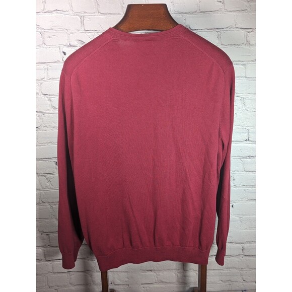 Lacoste Mens Red V-Neck Cotton Sweater Size 7 XL - Picture 4 of 7
